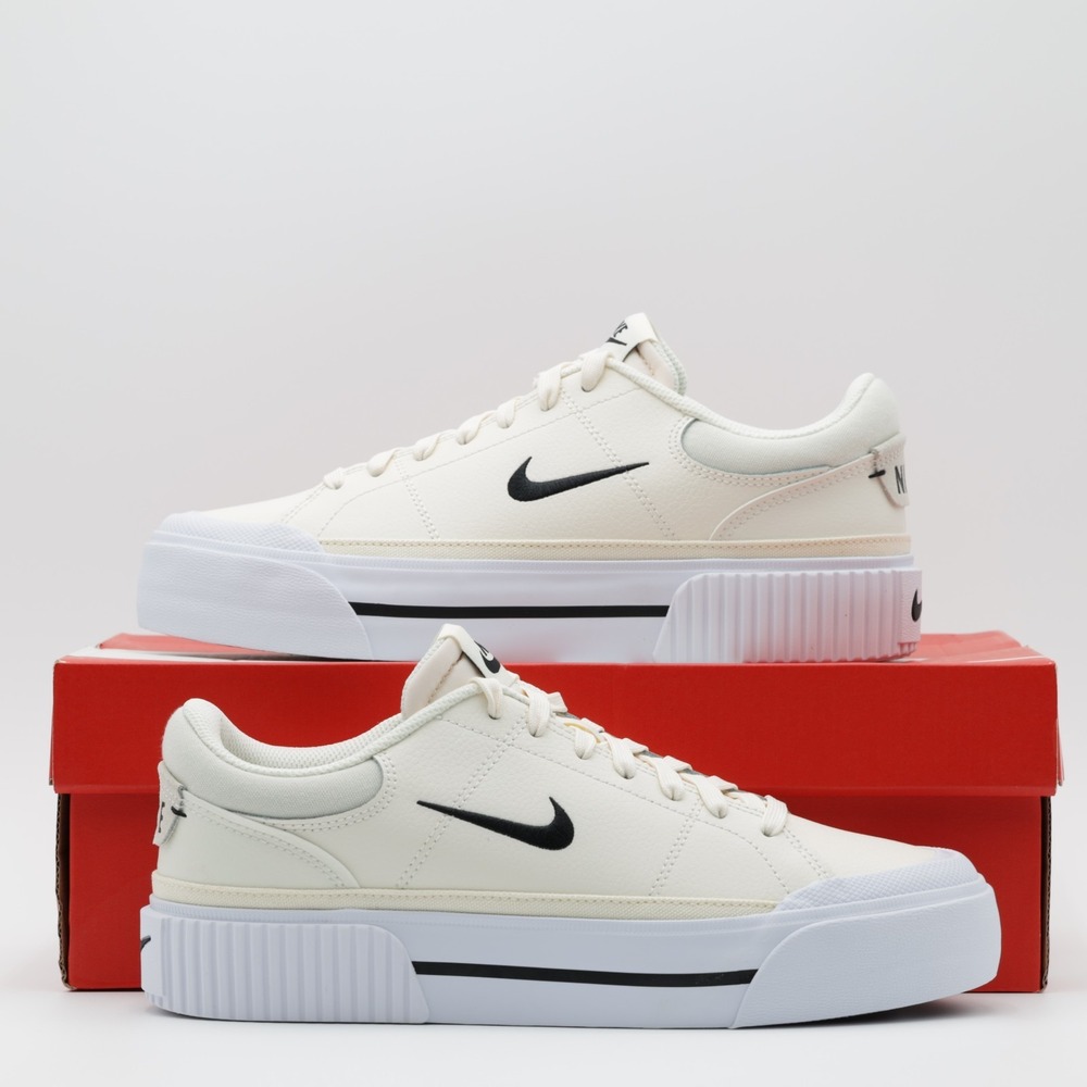 Nike Women's Court Legacy Lift Platform Low Top‎ Shoes Ivory/White Size 9.5 - Picture 8 of 9